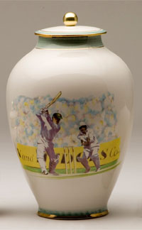Pottery cremation urns - cricket design
