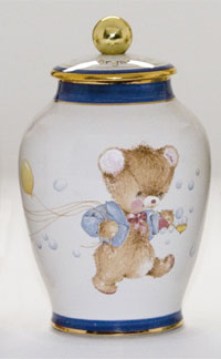 Pottery cremation urns - teddy design