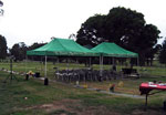 Temporary tent for outdoor burial services