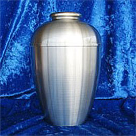Pewter cremation urns - large rounded pewter urn.