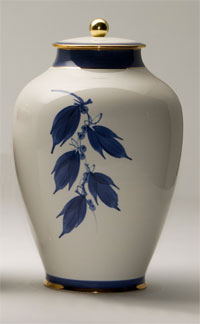 Pottery cremation urns - blue design