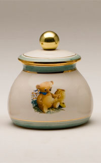 Pottery cremation urns - honey bear design